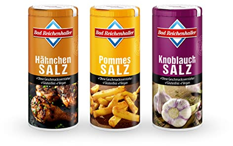 Bad Reichenhaller Grill-Gewürz-Set 3er Bundle | jeweils 90g Dose Hähnchen Pommes Knoblauch Gewürz Salz | Vegan ohne Geschmacksverstärker | Probierset