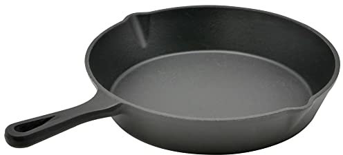 Steuber Grillpfanne Gusseisen Ø24 cm, Brat- & Servierpfanne für Holzgrill, Gasgrill & Lagerfeuer, für Fisch, Gemüse, Käse