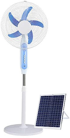 Buhelyc Solar Ventilador De Mesa 3 Velocidades, 16, Ventilador De Pie Oscilante, Altura Regulable, Motor DC, Silencioso, 5 Aspas, OscilacióN De 90 Grados, Recargable USB, para Dormitorio Oficina
