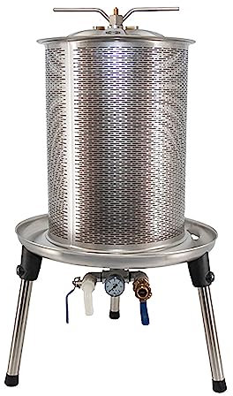 Speidel Obstpresse hydraulisch Edelstahl 20 Liter, Saftpresse Hydropresse (20L) mit 3 bar, Weinpresse Apfelpresse zum Pressen von Kernobst, Beeren, Tabak und Honigwaben, Wasserdruckpresse Obst