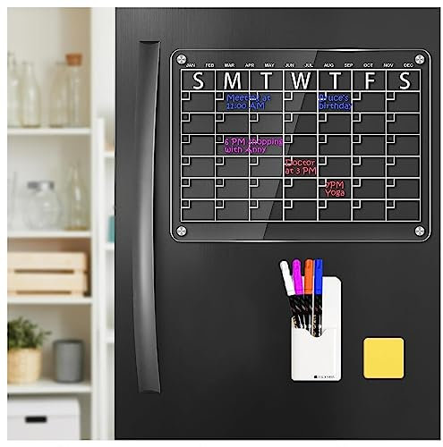 Wochenplaner Abwischbar, 35 X28 Cm, Glas Kalender Wand, Mit 4 Farbigen Markern 1 KüHlschrank-Radierer Und 1 Stifthalter Monatskalender Abwischbar