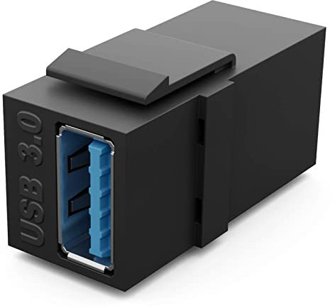 HB-DIGITAL Keystone - Modulo con presa USB 3.0 | Keystone multimediale per pannello patch, presa di rete, supporto Keystone, adattatore accoppiatore, plug & play, nero