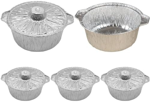 Lpitoy Round Aluminum Pans with Lids Disposable Aluminum Foil Pie Plates Air Fryer Liners Foil Baking Pans for Cooking Baking