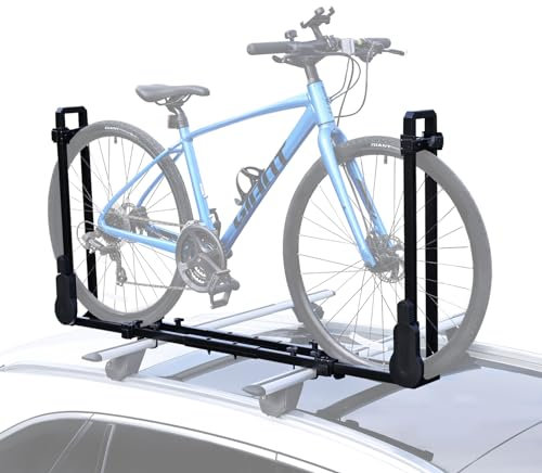 GATHERSKY - Portabicicletas de techo con dos brazos, soporte para bicicleta, soporte para techo, soporte para coche, SUV, color negro