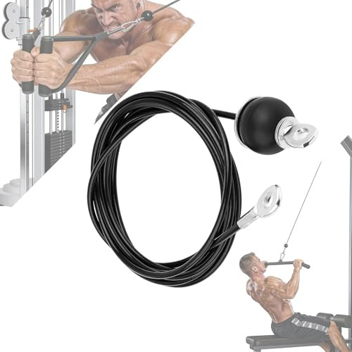 LERANXIN 3,5m Cable de Acero para Fitness, Cuerda Gimnasio Alambre Resistente Diámetro 5mm Poleas para Cables Máquina Accesorios Gym en Casa Equipo de Levantamiento de Pesas