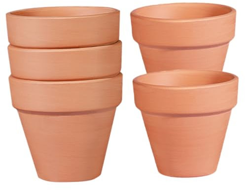 KONTONTY 5pièces Pots De Fleurs Céramique Terracotta De Récipients pour Plantes Succulentes Décoration Artisanale pour Espaces Intérieurs Et Jardins