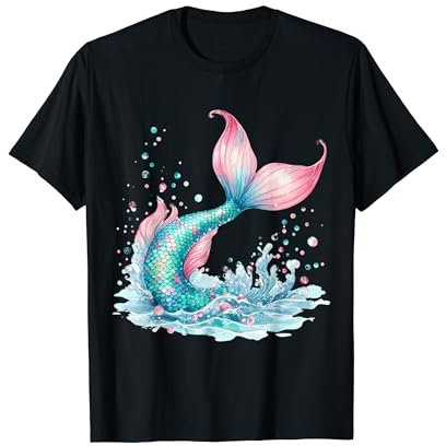 Meerjungfrau Ocean Splash Regenbogen Schwanz Meer Meerjungfrauen Flosse T-Shirt
