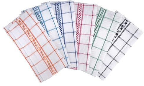 MOPAREL Set 6 Paños de Cocina de Algodón 65x45cm Absorbentes y Resistentes. Trapos de Cocina para Secar y Muy Prácticos. Color Blanco con Rayas. Modelo Venecia