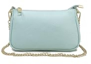 Chicca Borse Borsetta da donna in pelle, borsa a tracolla clutch pochette (Turchese)