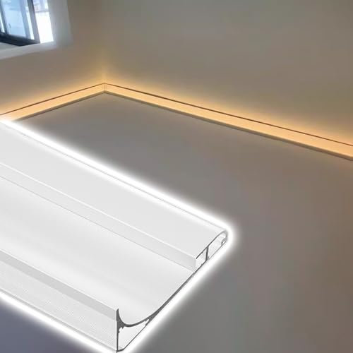Gouttière LED Plinthe à Led pour le cinéma, les centres commerciaux, les bureaux et la maison, Moulure à Led en aluminium blanc sans bande LED, Canal à Led découpable avec adaptateurs d'angle(5m/197in