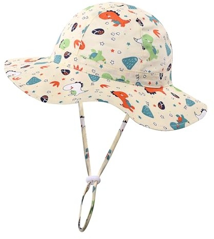 KAKU NAU Baby solhatt småbarn sommarhatt för bebisar pojke solhatt UV-skydd 6 9 12 18 månader beige, BEIgE, S