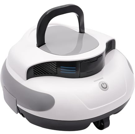 Cordless Automatic Pool Cleaner Pool Cleaning Robot Swimming Pool Cleaning Machine IPX8 Waterproof 2 Pure Copper Drive Motors 1000ft² Cleaning Area 9.84ft Max. Diving Depth, 12.7 * 12.6 * 6.7in