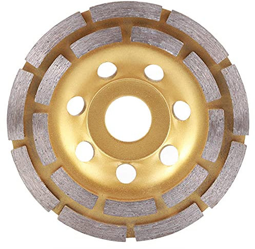 Disco Desbaste Hormigon,Disco Diamante 1 unids 115mm / 125mm Diamante Doble Fila Taza de pulido Disco de rectificado para mampostería de hormigón mármol de granito(115mm)