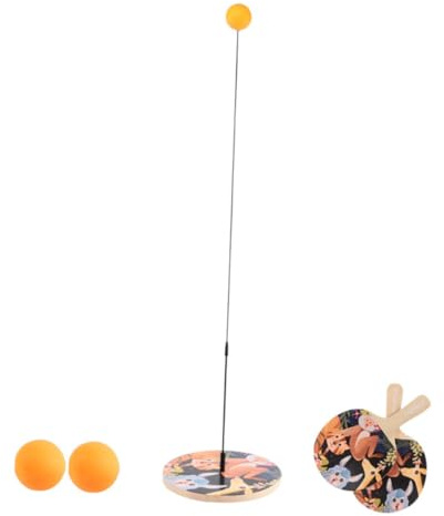 BESTonZON Interaktiver Tischtennistrainer Holz Mit Elastischem Schaft Und Großer Basis Langlebiges Sportspielzeug Für Kinder Indoor Training