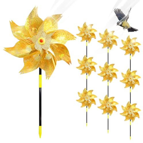 Mulino a Vento Riflettente, 10 Pezzi Repellente per Uccelli Girandole, Girandole per Uccelli Repellenti, Repellente per Uccelli Riflettente, Protect Giardino Frutteto House (C)