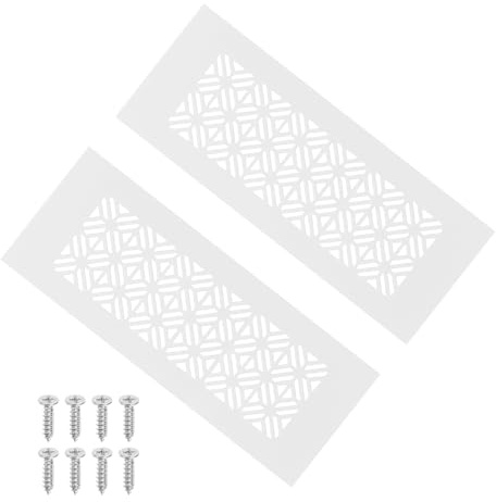 PATIKIL 2 Pcs 8 X 3 Pulgadas Cubierta De Rejilla De Ventilación Blanco | Para Puerta, Rejilla De Ventilación De Aluminio Resistente, Con Tornillos De Montaje, Para Puerta De Armario