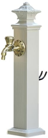 Fontana da Giardino in Stile Antico, Fontanella da Giardino con Rubinetto in Ottone Lucido, Colonna d'Acqua Verticale per Giardino, Ideale per fattorie e pascoli(White-3,17 * 72cm/6.7 * 28.3in)