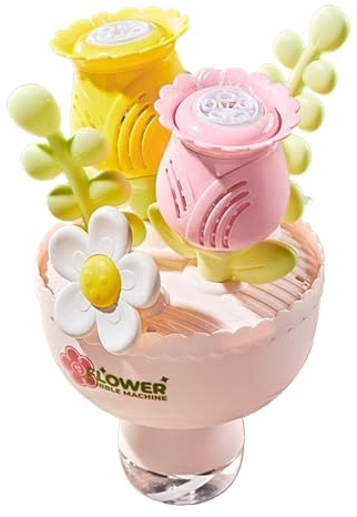 Tvålbubbelmaskin - såpbubbelmaskiner - interaktiva leksaker skapar blommor bukett - batteridriven lekset med lösning och färgglad belysning, spel