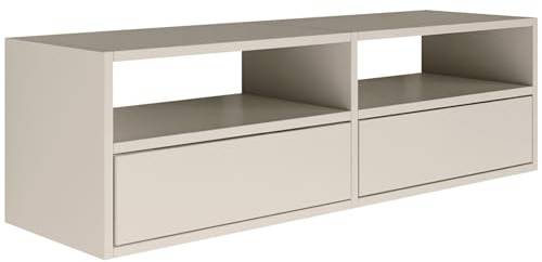 Selsey TV Lowboard - Kaschmir Farbe Moderne Fernseher Kommode 100 x 30 x 30 cm (BxTxH) TV Unterschrank für Wohnzimmer Schrank mit Klappen Push to Open Lowboard Hängend TV Cabinet Wandmontage