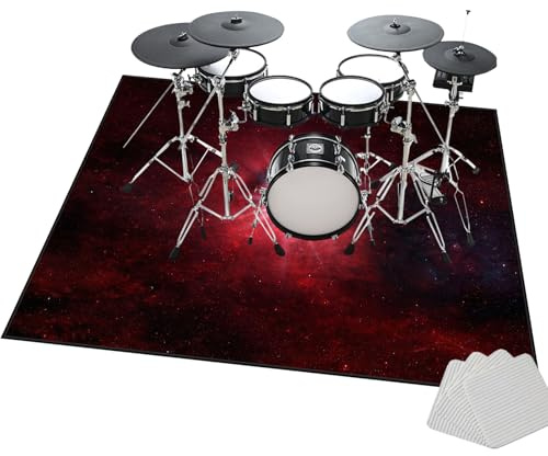 Schallschutz Akustik Teppich Schlagzeugteppich, Schallschutzteppich Rutschfest Schalldicht Drum Teppich Matte Innen und Außen, Elektronisches Jazz Schlagzeug Kit für Bass Snare Drum 230 x 180 cm