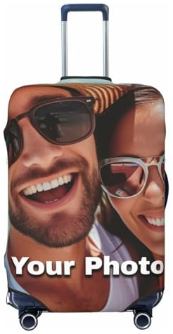 Personalisieren Sie Ihre Kofferschutzhülle mit Bild und Text – Maßgeschneiderter elastischer Kofferschutz für Reisekoffer – Doppelseitig Designs, waschbar und langlebig (Verdickt,S)