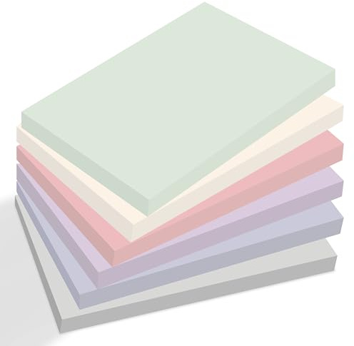 BIROYAL Große Haftnotizen, 420 Blatt Sticky Notes, 76 x 127mm, Grau Pastell | 6 Blöcke Selbstklebende Klebezettel bunt, Leicht zu Beschreiben, Wiederaufklebbar, Notizzettel für Schulsachen, Schule, Büro