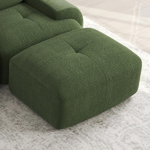 Bladez Moderno pouf a coste per divano modulare, in spugna 32D, pouf (verde, 1 sgabello)