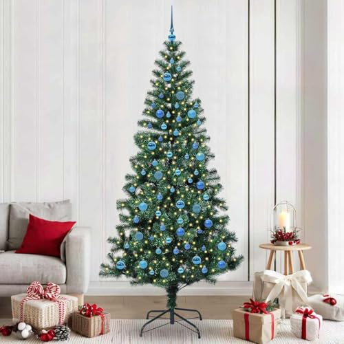 Generico Árbol de Navidad artificial con luces integradas de color verde, 240 cm, árboles de Navidad, 3396795
