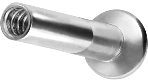 PIERCINGLINE Piercing Stecker Titan Triple Piercing Mini Labret mit Innengewinde ohne Kugel - Roségoldfarben, Schwarz, Goldfarben, Silberfarben