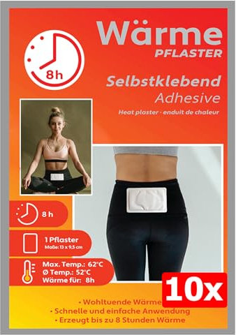 M&H-24 Wärmepflaster Rücken, Nacken und Schulter Selbstklebend - 10er Pack 8h