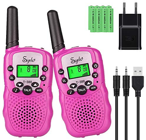 Walkie Talkie Bébé avec Batteries Rechargeables et Chargeur Récepteur pour Enfants et Adultes Talkie Walkie Jouet Lampe Torche VOX 8 Canaux 0,5 W (
