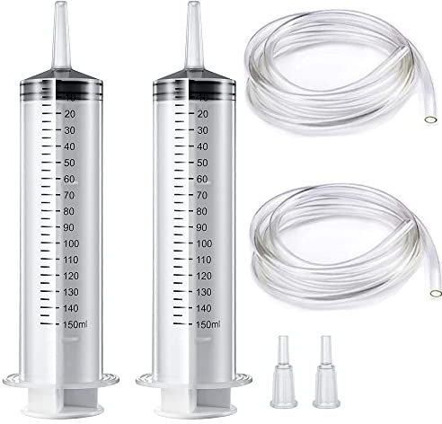 Gebildet 2pcs 150ml Grande Seringue Plastique Seringue de Dosage avec Tuyau de 1m et Adaptateur de Pointe pour Laboratoire Scientifique,Industriels[Utilisation non médicale]