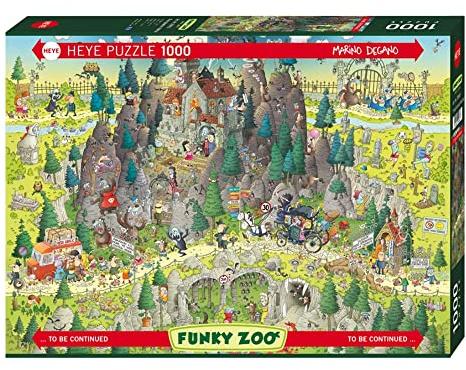 HEYE Puzzle 1000 Teile für Erwachsene „Transylvanian Habitat“ | Humorvolles Tiermotiv von Marino Degano mit skurrilen Nachtgestalten & detailreichem Funky-Zoo-Wimmelbild, 50 x 70 cm