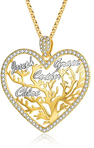 RolaOnly Collier personnalisé Arbre de Vie en Argent Sterling 925 chaîne en Or Famille amitié énergie Moments spéciaux Cadeau significatif pour Femme mère Famille