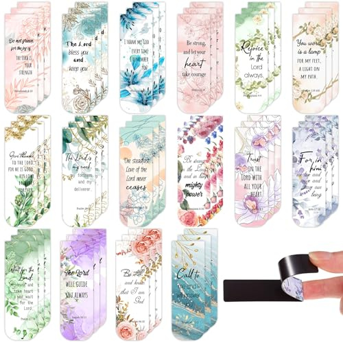 Zonon 48 Stück Bibelvers Magnetische Lesezeichen Inspirierende Schrift Christlich Religiöse Motivierende Ermutigung Blumen Seitenclips Geschenke für Frauen Schulbürobedarf