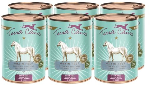 Terra Canis Pferd mit Steckrübe, Getreidefrei Nassfutter für Hunde, 6x400g | 100% Lebensmittelqualität aller Rohstoffe, mit frischem Fleisch, reich an Nährstoffen, getreide- und glutenfrei