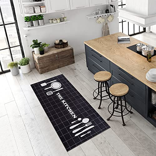 Pasha Home Küchenläufer, Flurläufer – Waschbar bei 30 °C, rutschfest, Pflegeleicht – Indoor-Teppich für Küche, Flur, Wohnzimmer – Perfekt für Innenräume – The Kitchen, 80x200 cm