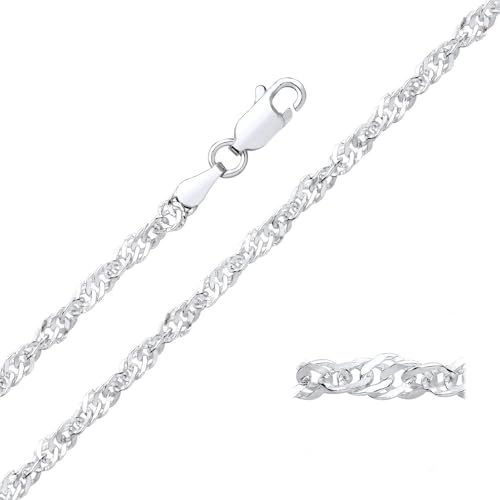 Old English Jewellers Sterling Silver 3mm Singapore Chain Necklace 16 18 20 22 24 inch - 925 Silver