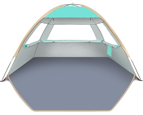 Gorich Beach Tent Sun Shelter for 3/4/6/8/10 Person with UPF 50＋ UV Protection, Lightweight & Easy Setup Beach Shade Canopy, Portable Beach Shade Tent Beach Cabana