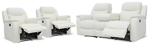 Vente-unique-Ledergarnitur Relax 3+1+1 - Elfenbeinfarben - Evasion