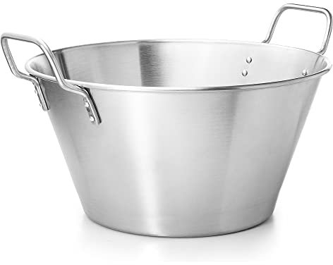 Forgast Grand bol avec poignées | Acier inoxydable satiné | Capacité 23 litres | Diamètre supérieur 40 cm | Construction durable | Bords roulés | Facile à nettoyer | Lavable au lave-vaisselle