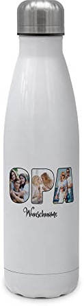 PhotoFancy® - Personalisierte Trinkflasche 'OPA' - Thermo-Trinkflasche mit eigenem Foto und Text selbst gestalten - Thermosflasche aus Edelstahl - 500 ml