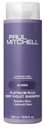 Paul Mitchell Platinum Plus Deep Violet Shampoo, Banishes Brass + Intensely Tones, Ideal for Blonde, Highlighted, Gray or Silver Hair, 10.14 fl. oz