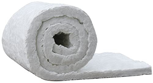 The Fellie Ceramic Fibre Blanket Insulation, Fire Insulation, High Temperature Insulation for Kilns Furnace Pizza Ovens Fire Bricks, Temperature Resistance 1260°C 610mm x 1000mm x 25mm 96kgm³, White