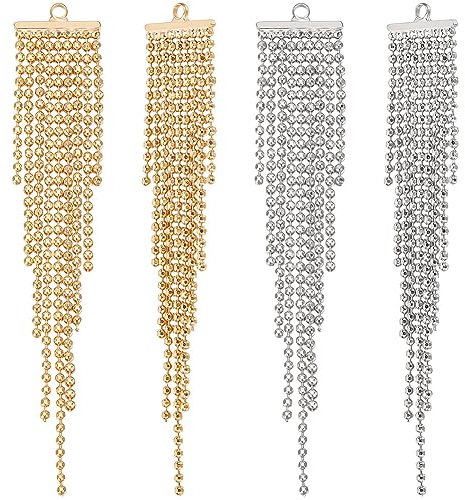 Beebeecraft 1 Box 6 Stück 2 Farben Messing Kugelketten Quaste Große Charms 18K Gold & Platiniertes Silber Goldene Anhänger Mit Biegering Für DIY Schmuck