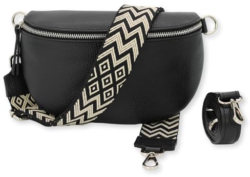 Brise Art SAHEL Damen Bauchtasche Echtleder Handgefertigt Crossbody Bag | Damen Umhängetasche, Echtes Leder, Schultertasche mit Ledergurt & wahlweise gemustertem Riemen, 2 Fächer, Made in Italy