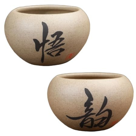Yardwe Ceramic Succulent Planter Pots Set of 2 Mini Flower Pots for Indoor Garden Bonsai Containers Decorative Plant Containers for Home Office