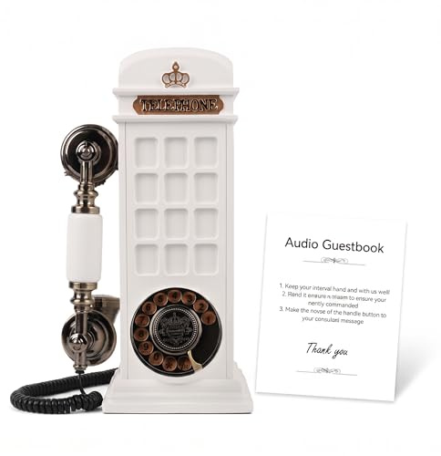 FESTRING Vintage Audio Guest Book Wedding Phone, Audio Guestbook, White | Durable Audio Guest Book with Clear Recording, Vintage Phone for Wedding Birthday Graduation Baby Shower Retirement Party