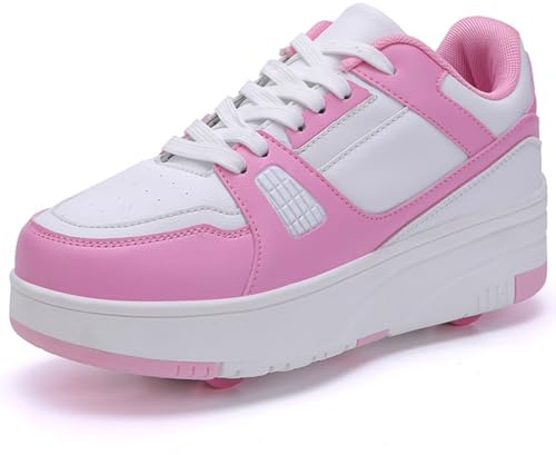 WOWEI Schuhe mit Rollen für Jungen Mädchen Skateboardschuhe Sportschuhe Rollschuhe Kinder 2-in-1-Multifunktionsrollschuhe Sneakers Mit Rollen Outdoorschuhe (BZX-T15, 35EU)