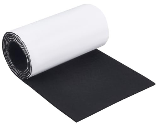BENECREAT Alfombra de Fieltro Autoadhesiva 250x30cm, Almohadillas de Fieltro Negro para Muebles, Almohadillas de 5 mm de Espesor con Respaldo Adhesivo para Proteger la Pared y Pisos